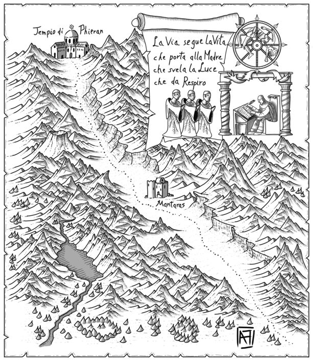 La Strada dei Fedeli, la mappa in regalo: una valle fra le montagne, dal tempio di Phieran alle rovine di Mantaras